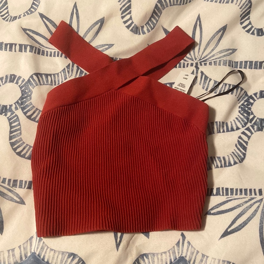 NEVER WORN Red, Babatom cross neck, crop top